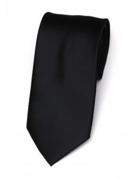 Cravata de matase slim negru uni